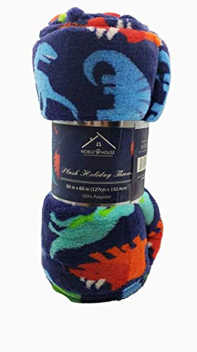 Boy's and Girl's Set of 2 Plush Fleece Throw Blanket - Dinos and Unicorns