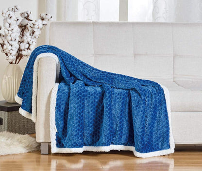 Décor&More Home Essentials Braided Sherpa Blanket — Reversible Plush Throw