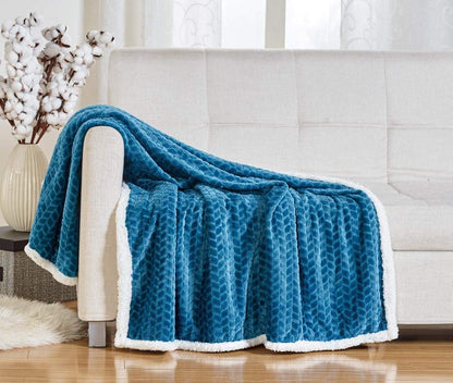 Décor&More Home Essentials Braided Sherpa Blanket — Reversible Plush Throw