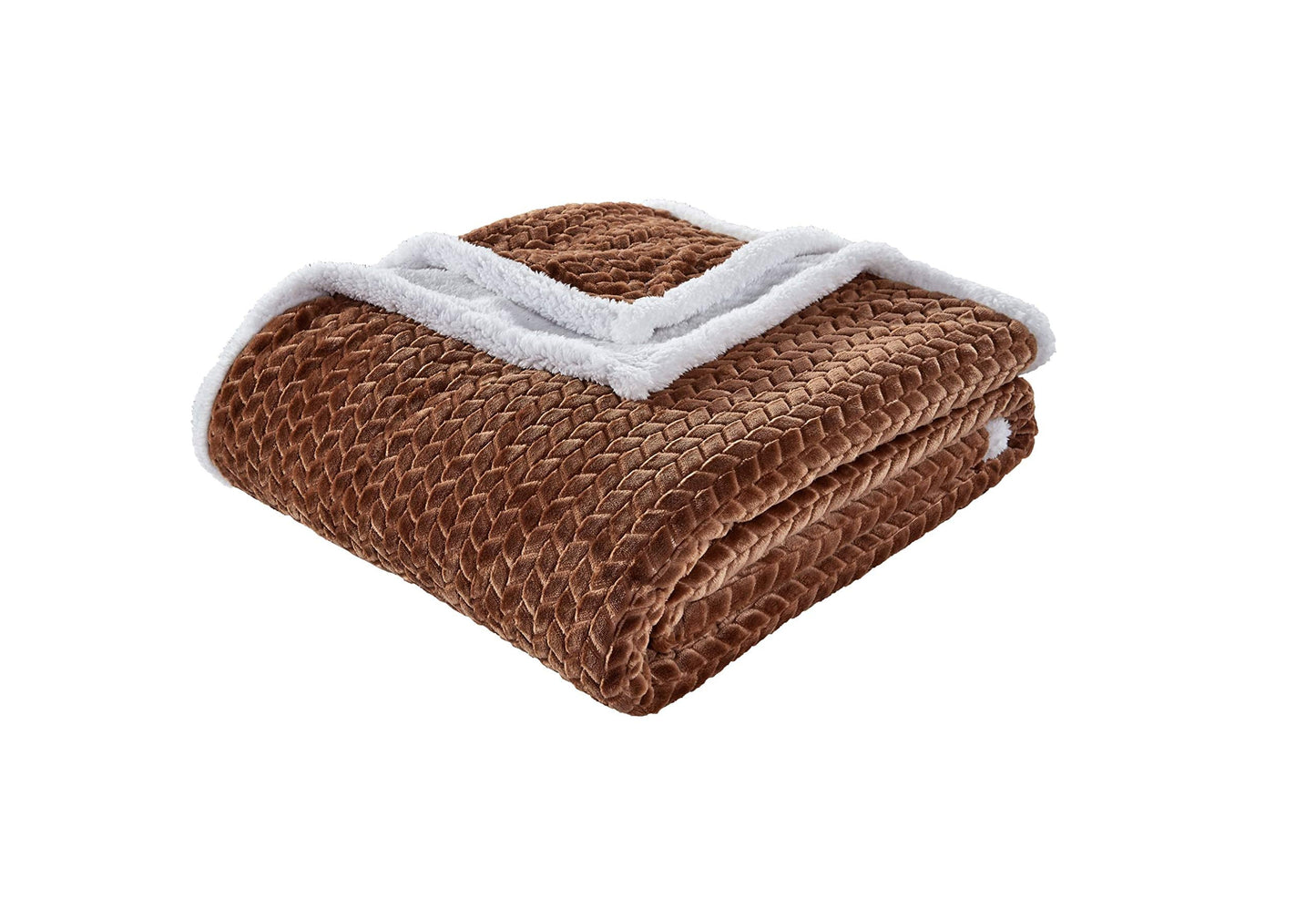 Décor&More Home Essentials Braided Sherpa Blanket — Reversible Plush Throw