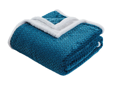 Décor&More Home Essentials Braided Sherpa Blanket — Reversible Plush Throw