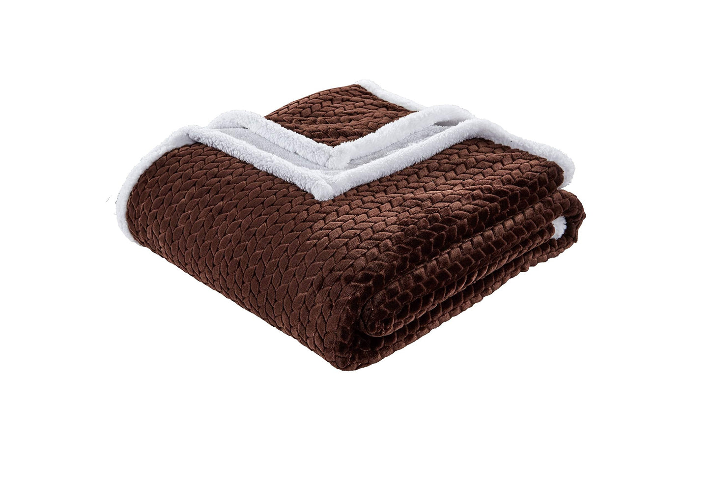 Décor&More Home Essentials Braided Sherpa Blanket — Reversible Plush Throw