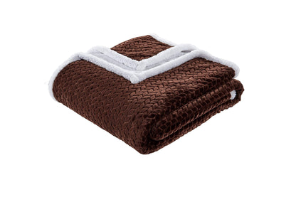 Décor&More Home Essentials Braided Sherpa Blanket — Reversible Plush Throw