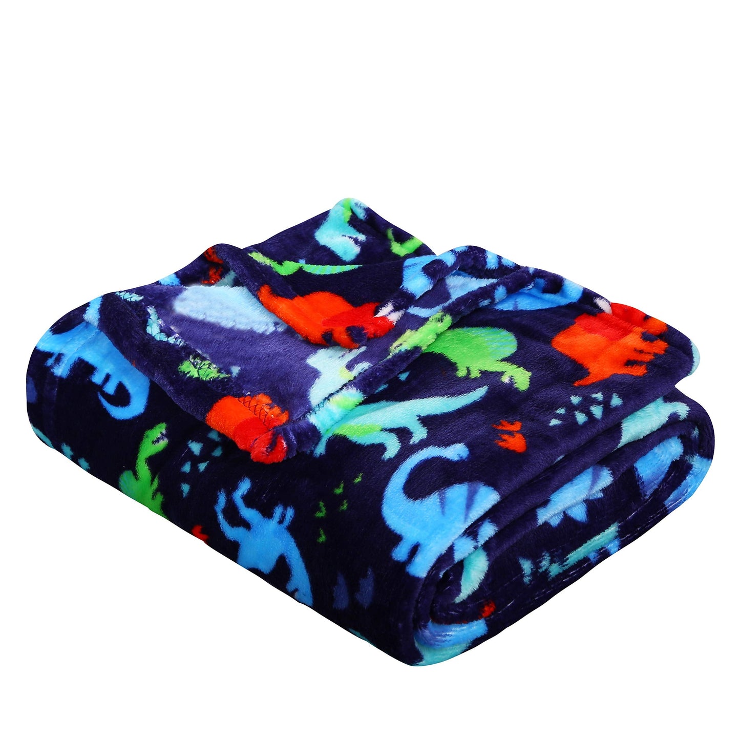 Boy's and Girl's Set of 2 Plush Fleece Throw Blanket - Dinos and Unicorns