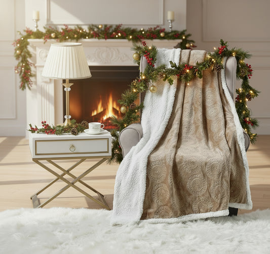 Extra Soft Sherpa Mandala Embossed Throw Blanket