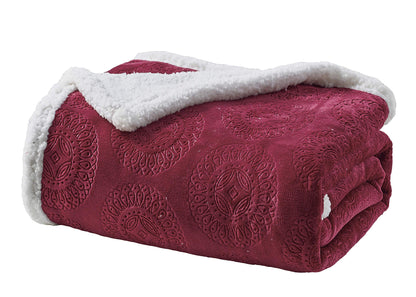 Extra Soft Sherpa Mandala Embossed Throw Blanket