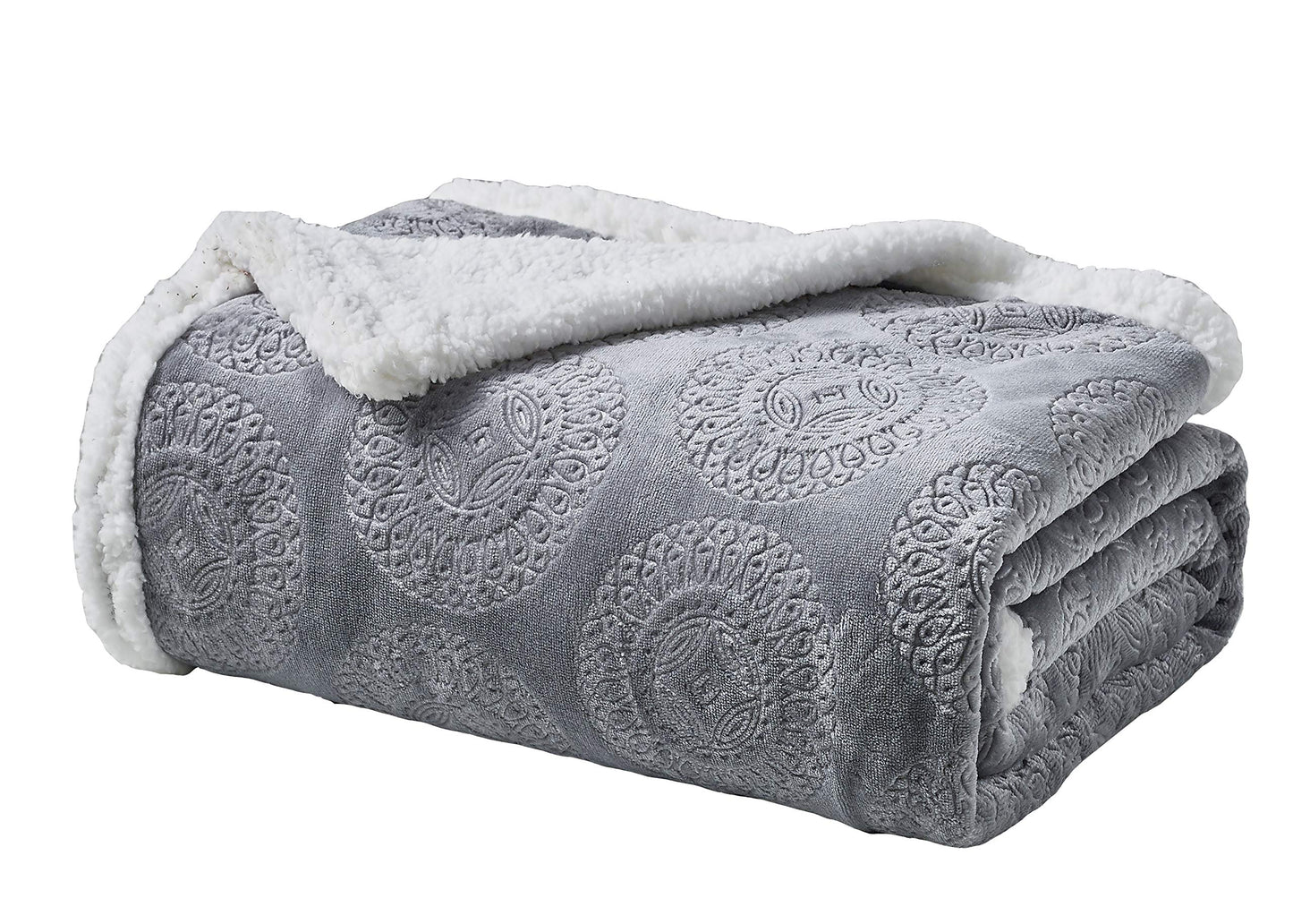 Extra Soft Sherpa Mandala Embossed Throw Blanket