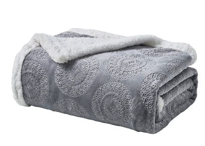 Extra Soft Sherpa Mandala Embossed Throw Blanket