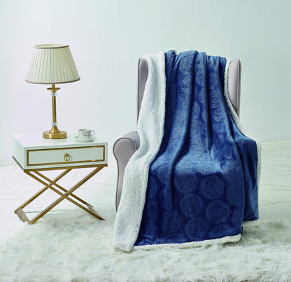 Extra Soft Sherpa Mandala Embossed Throw Blanket