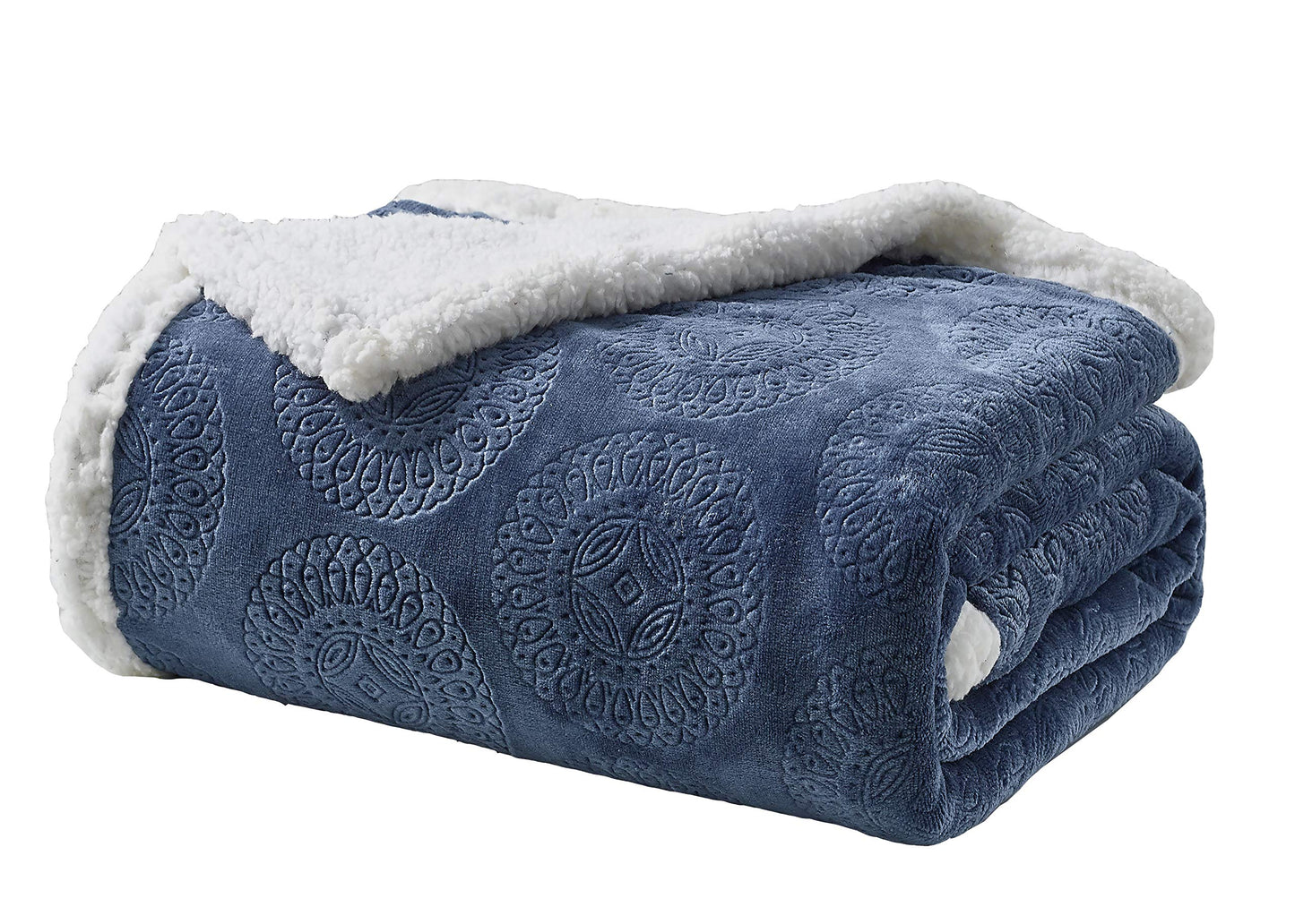 Extra Soft Sherpa Mandala Embossed Throw Blanket