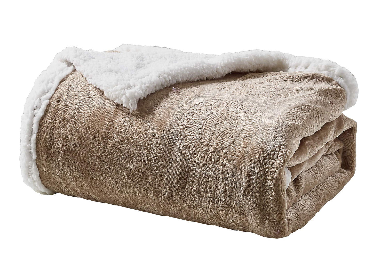 Extra Soft Sherpa Mandala Embossed Throw Blanket