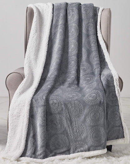 Extra Soft Sherpa Mandala Embossed Throw Blanket