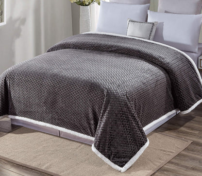 Décor&More Home Essentials Braided Sherpa Blanket — Reversible Plush Throw