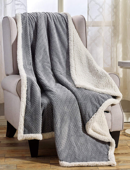 Décor&More Home Essentials Braided Sherpa Blanket — Reversible Plush Throw
