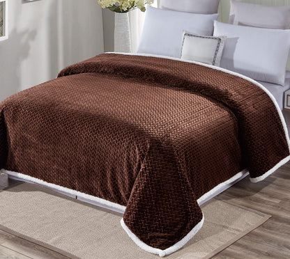 Décor&More Home Essentials Braided Sherpa Blanket — Reversible Plush Throw