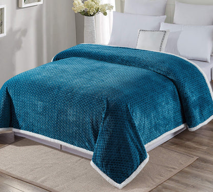 Décor&More Home Essentials Braided Sherpa Blanket — Reversible Plush Throw