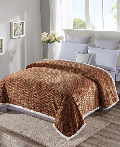 Décor&More Home Essentials Braided Sherpa Blanket — Reversible Plush Throw