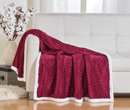 Décor&More Home Essentials Braided Sherpa Blanket — Reversible Plush Throw
