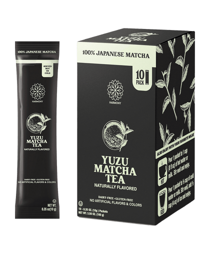 Yuzu Matcha Tea, 100% Premium Japanese Matcha Green Tea, Naturally Flavored, Pack of 10 Stick Packets