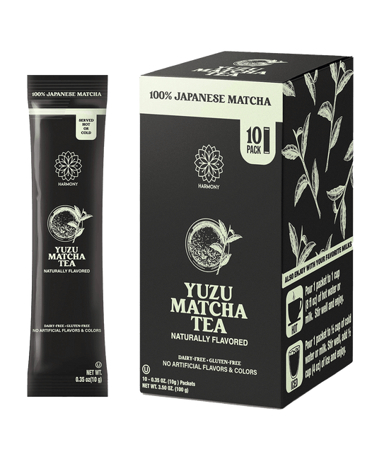 Yuzu Matcha Tea, 100% Premium Japanese Matcha Green Tea, Naturally Flavored, Pack of 10 Stick Packets