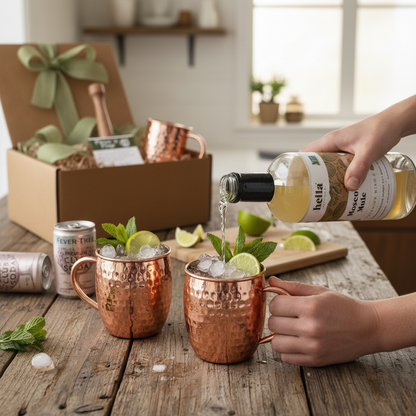 Premium Cocktail Gift Set with Copper Mugs & Bar Essentials