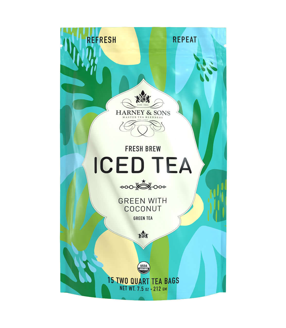 Organic Green with Coconut Fresh Brew Iced Tea — Tropical Green Tea Blend with Lemongrass
