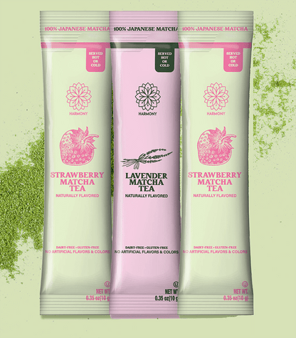 Matcha Combo Variety Pack – Lavender, Strawberry & Vanilla – Premium Shade-Grown Japanese Matcha, Sweetened with Organic Sugar, 30 Single Stick Packs