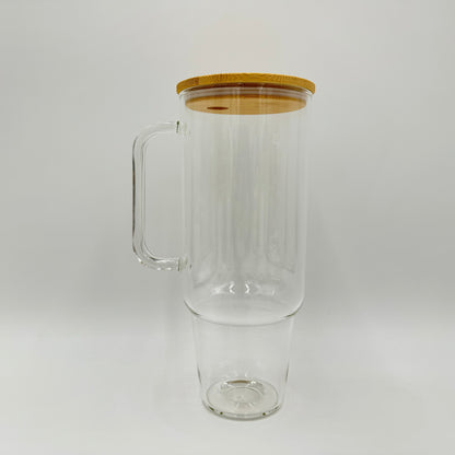 Hailey Brook Designs 32oz or 40oz Sublimation Clear or Frost Glass Tumbler, Mug, Cup With Bamboo Lid and Straw