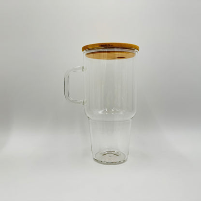 Hailey Brook Designs 32oz or 40oz Sublimation Clear or Frost Glass Tumbler, Mug, Cup With Bamboo Lid and Straw
