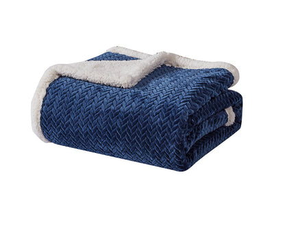 Décor&More Home Essentials Braided Sherpa Blanket — Reversible Plush Throw
