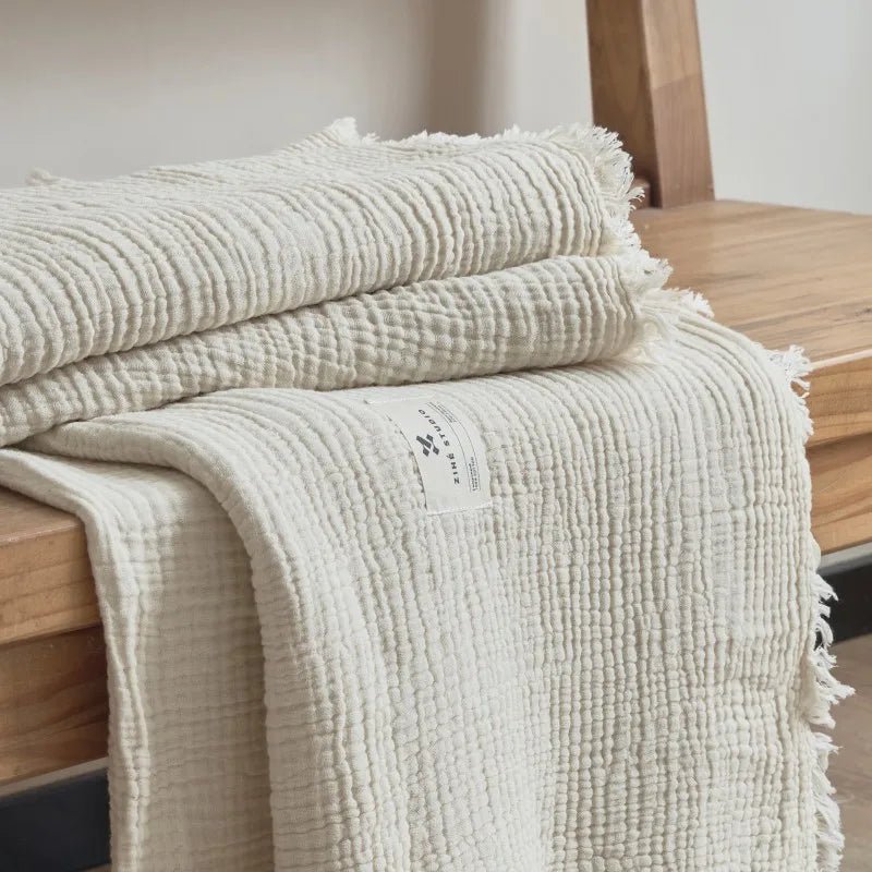 Soft Cotton Throw Blanket with Tassels