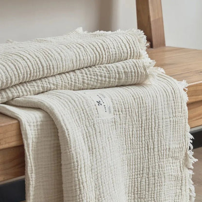 Soft Cotton Throw Blanket with Tassels