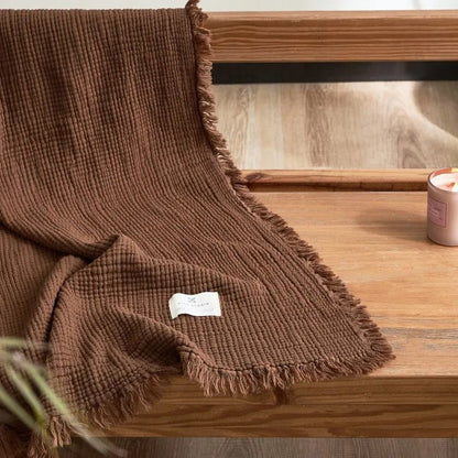 Soft Cotton Throw Blanket with Tassels