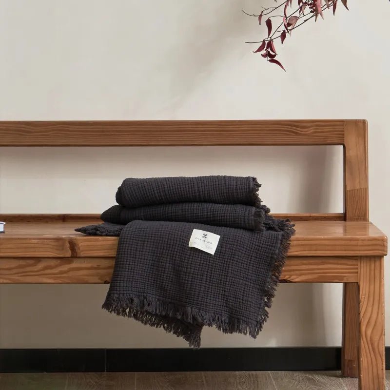 Soft Cotton Throw Blanket with Tassels