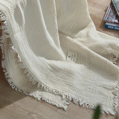 Soft Cotton Throw Blanket with Tassels