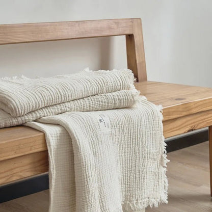 Soft Cotton Throw Blanket with Tassels