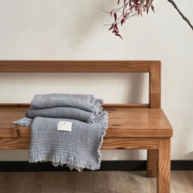 Soft Cotton Throw Blanket with Tassels