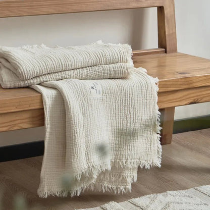 Soft Cotton Throw Blanket with Tassels