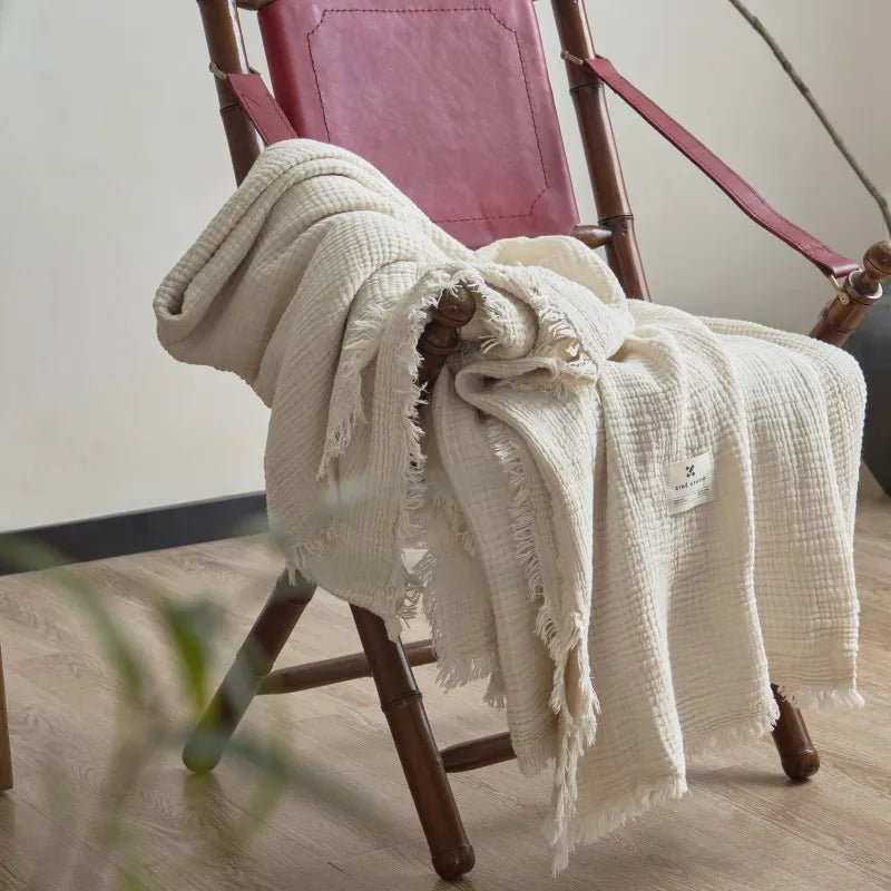 Soft Cotton Throw Blanket with Tassels