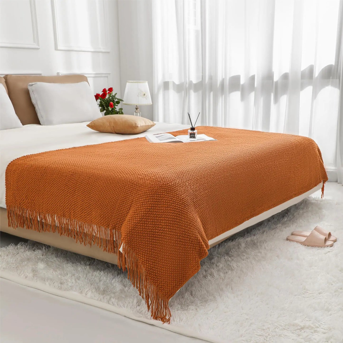 Knitted Boho Throw Blankets