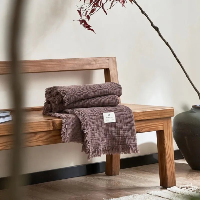 Soft Cotton Throw Blanket with Tassels