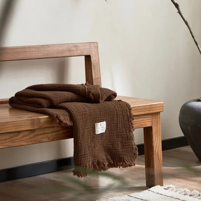 Soft Cotton Throw Blanket with Tassels