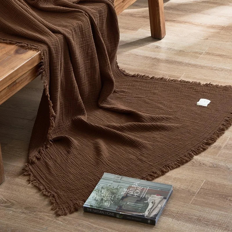 Soft Cotton Throw Blanket with Tassels