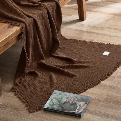 Soft Cotton Throw Blanket with Tassels