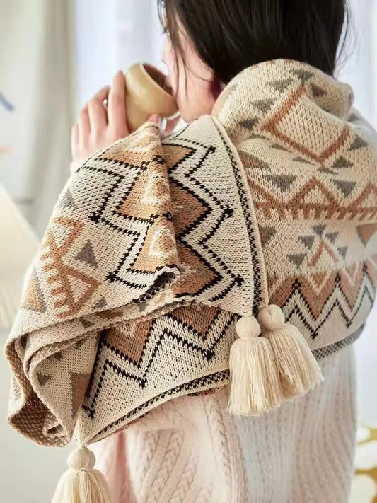 Soft Tassel Knitted Bohemian Tapestry Blanket