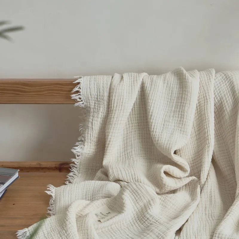 Soft Cotton Throw Blanket with Tassels