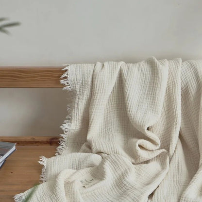 Soft Cotton Throw Blanket with Tassels