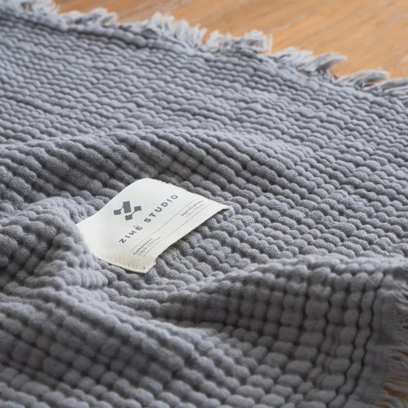 Soft Cotton Throw Blanket with Tassels