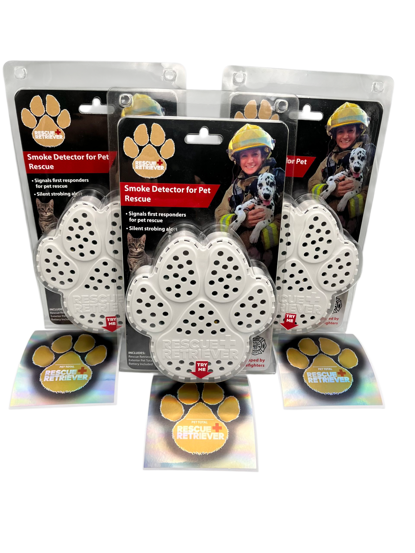 Rescue Retriever Triple Pack — Pet Smoke Detectors + “Pet Inside” Alert Stickers