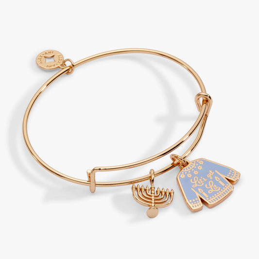 ALEX AND ANI Hanukkah 'Let's Get Lit' Ugly Sweater & Menorah Bangle